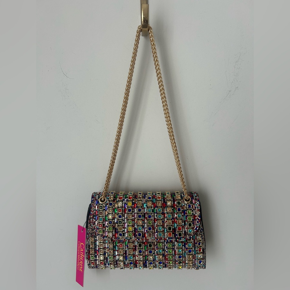 Catherine Malandrino Multicolor Rhinestone Beaded Shoulder Bag - Picture 2 of 7